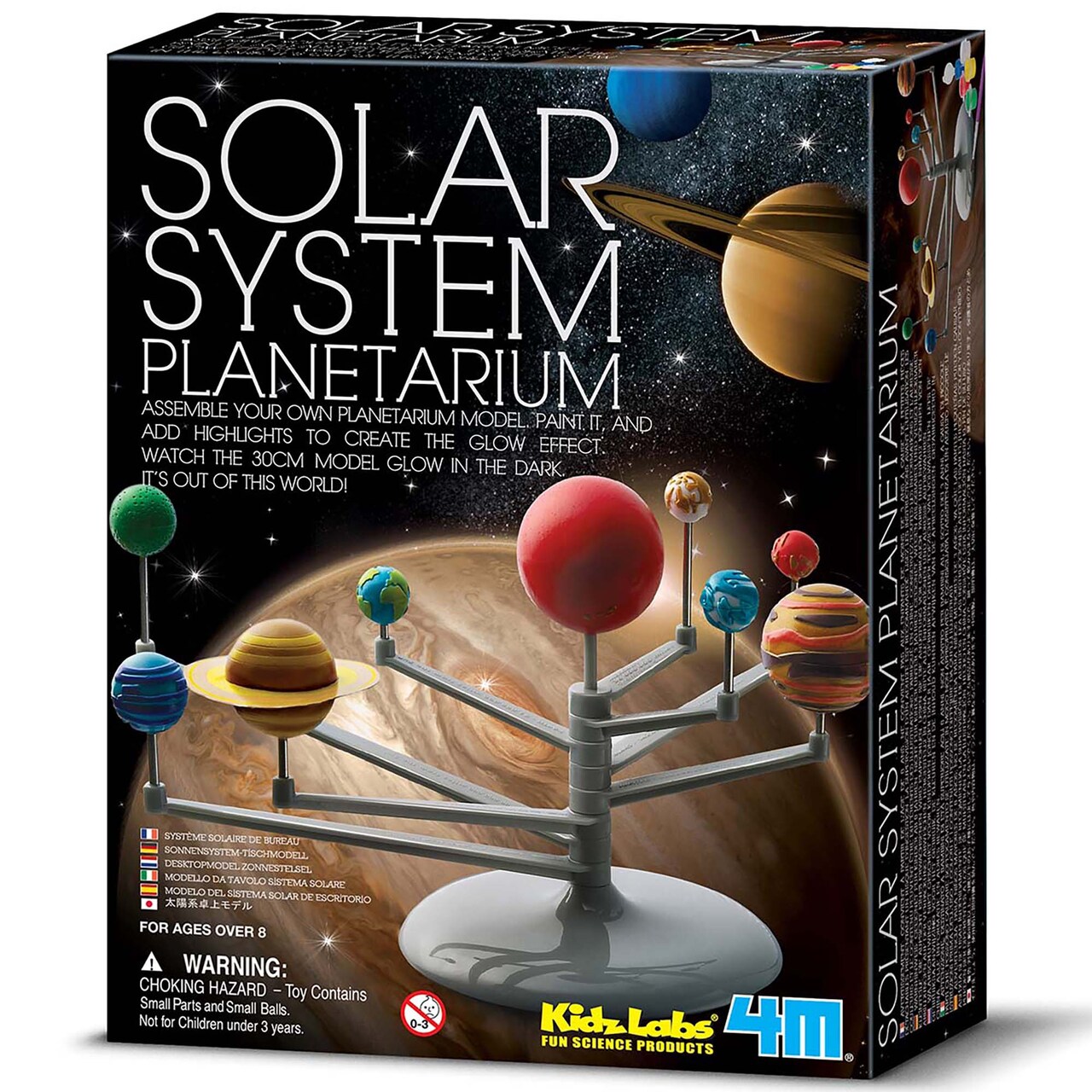4M: Solar System Planetarium - Assemble Your Own 11.8" Model, Snap-Together, Glow-In-The-Dark Paint, DIY STEM Craft & Science Project Kit, Kids 8+